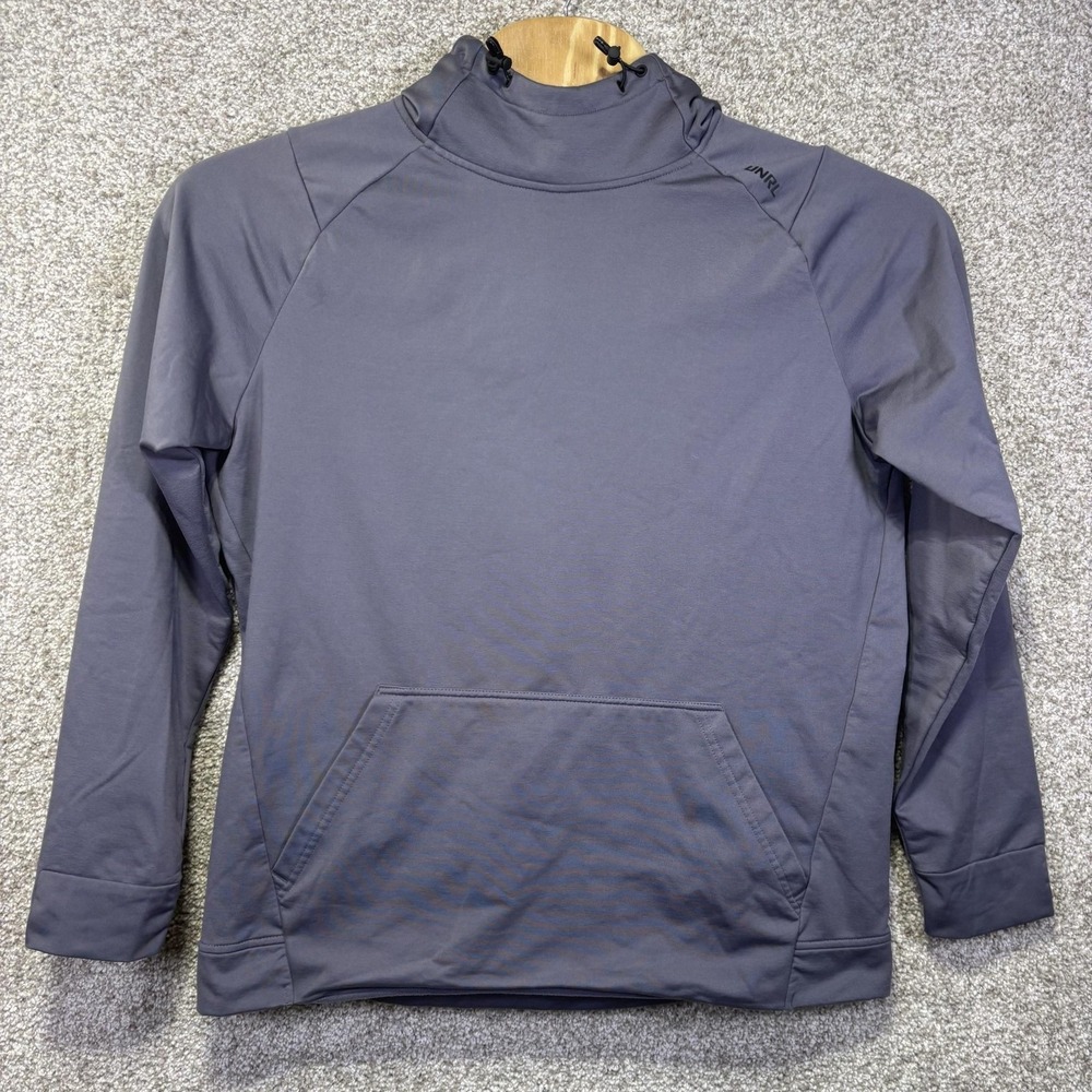 UNRL Hoodie Mens Large Gray High Neck Pullover Kangaroo Pocket Sweatshirt
